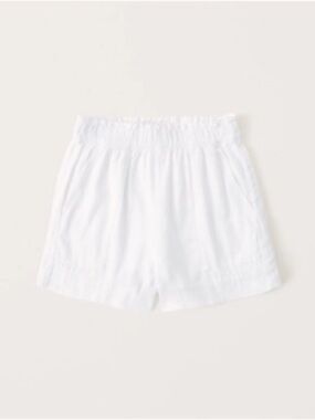 Abercrombie White Linen Pull On Shorts